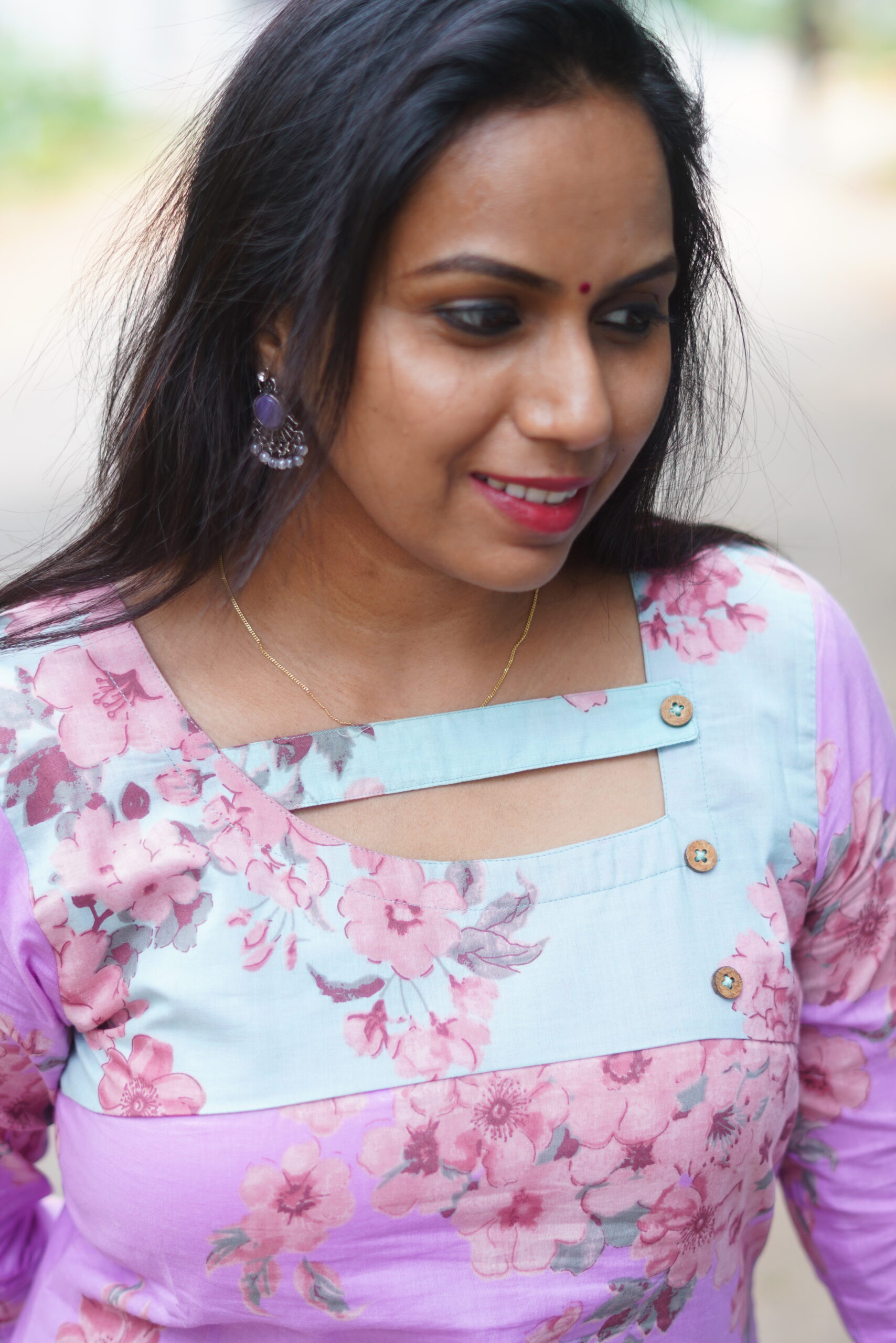 SJ-11 | Cotton Kurti – Rose Lavender Bloom - Image 4