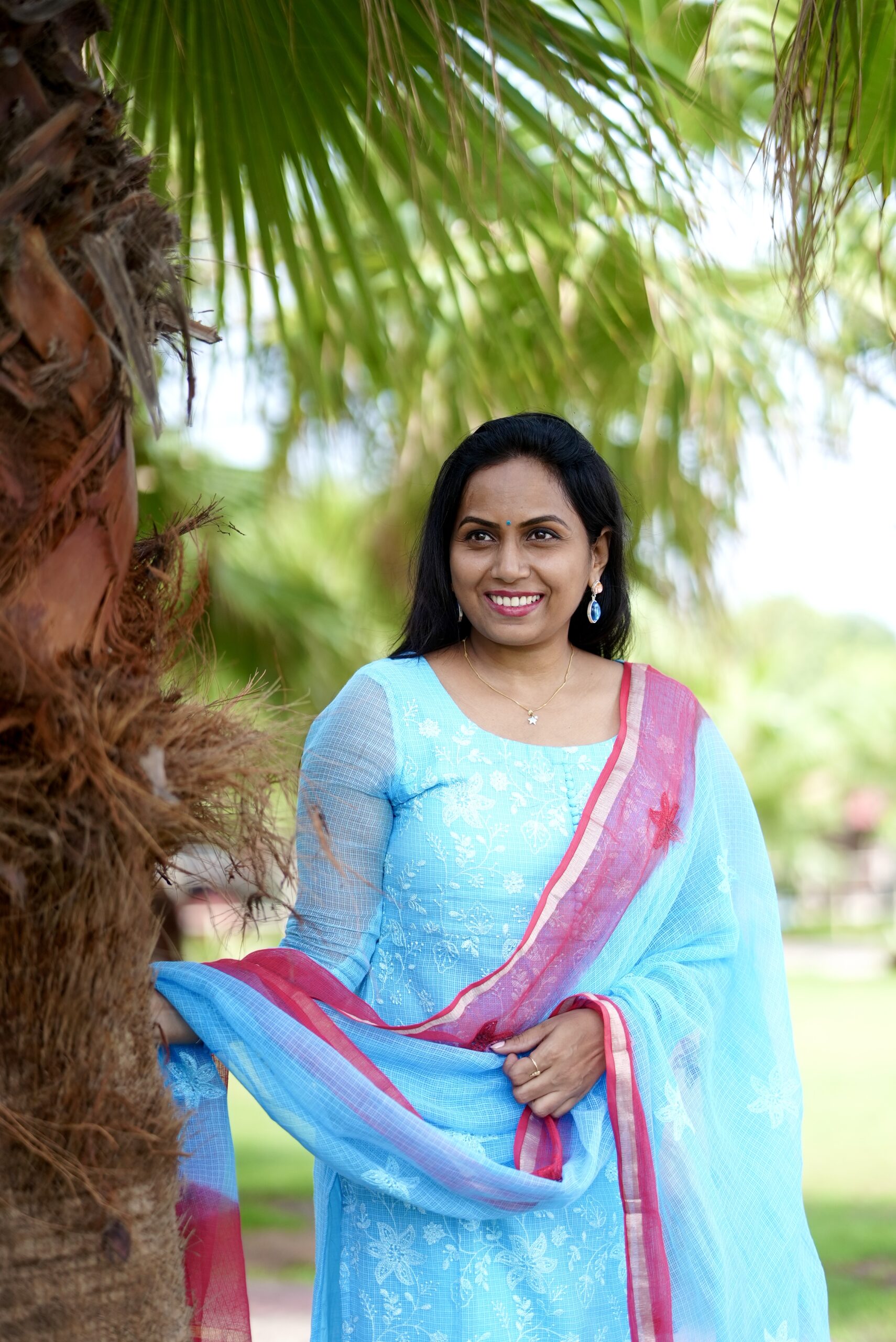 SJ-13 | Pure Kota Cotton Kurti & Dupatta Set – Sky Blue Ombre Elegance