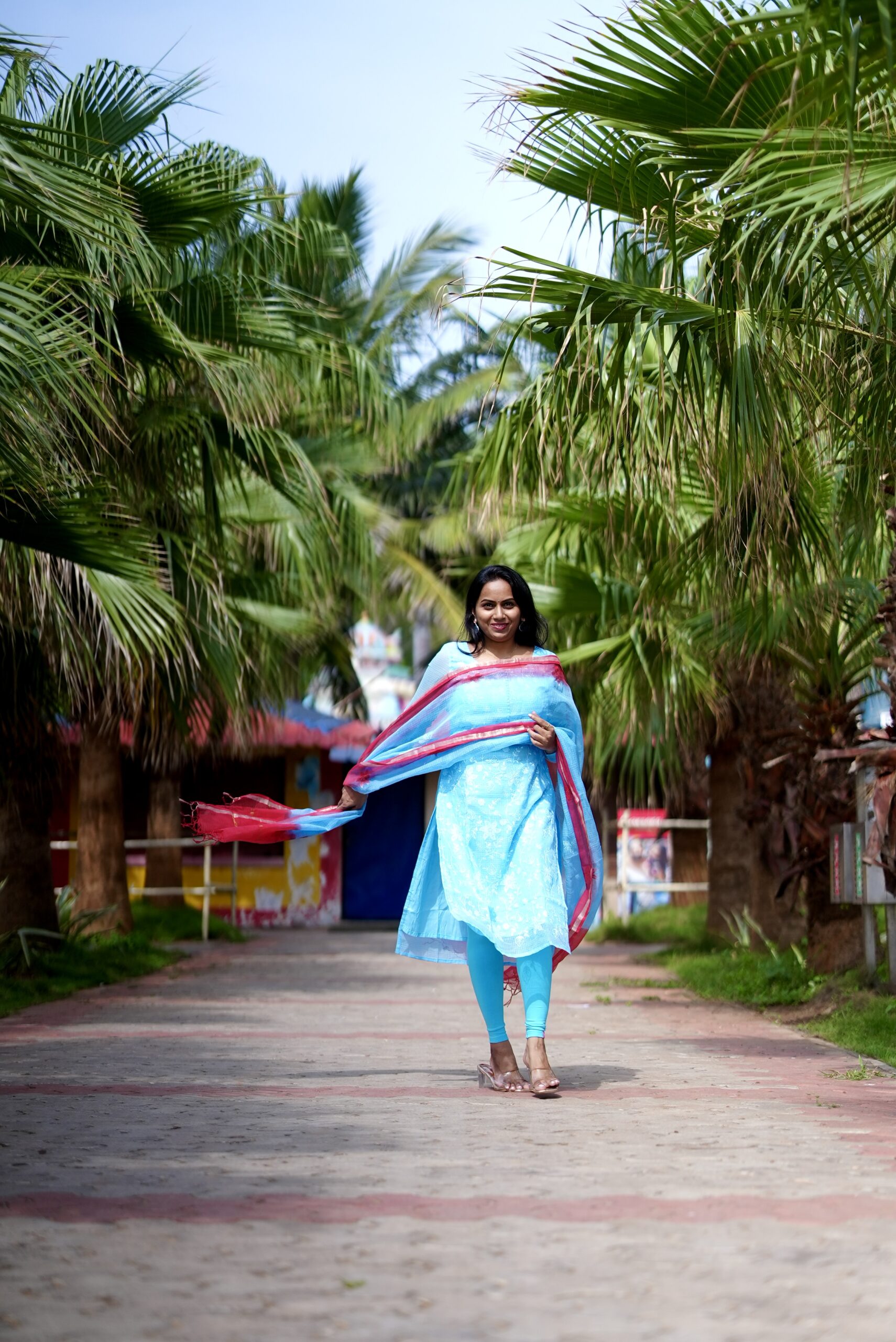 SJ-13 | Pure Kota Cotton Kurti & Dupatta Set – Sky Blue Ombre Elegance - Image 5