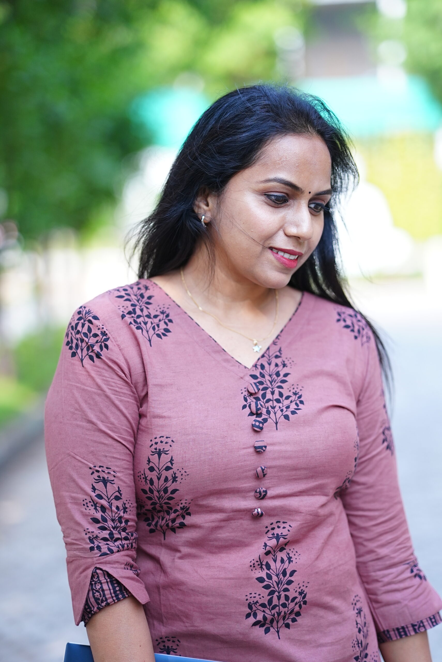 SJ-20 | Handblock Cotton Co-ord Set | Mauve Pink Elegance - Image 10