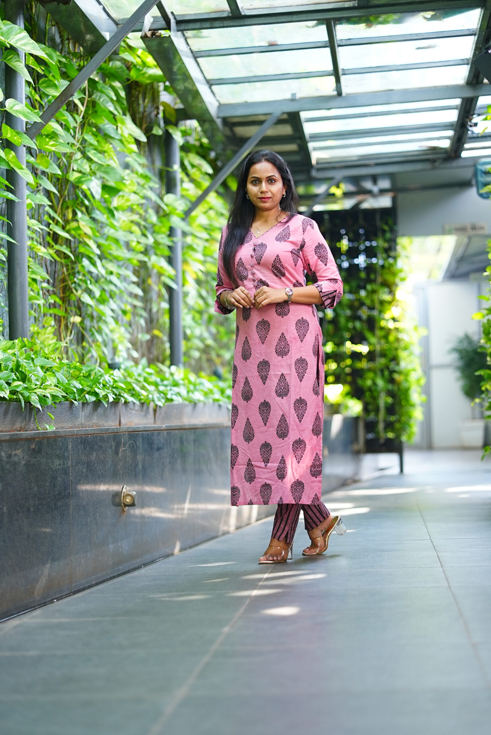 SJ-21 | Pure Handblock Cotton Co-ord Set | Blush Pink Grace