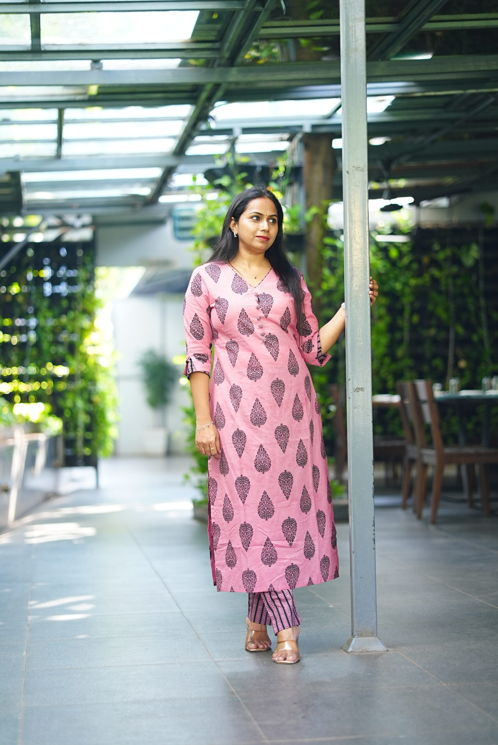 SJ-21 | Pure Handblock Cotton Co-ord Set | Blush Pink Grace - Image 4