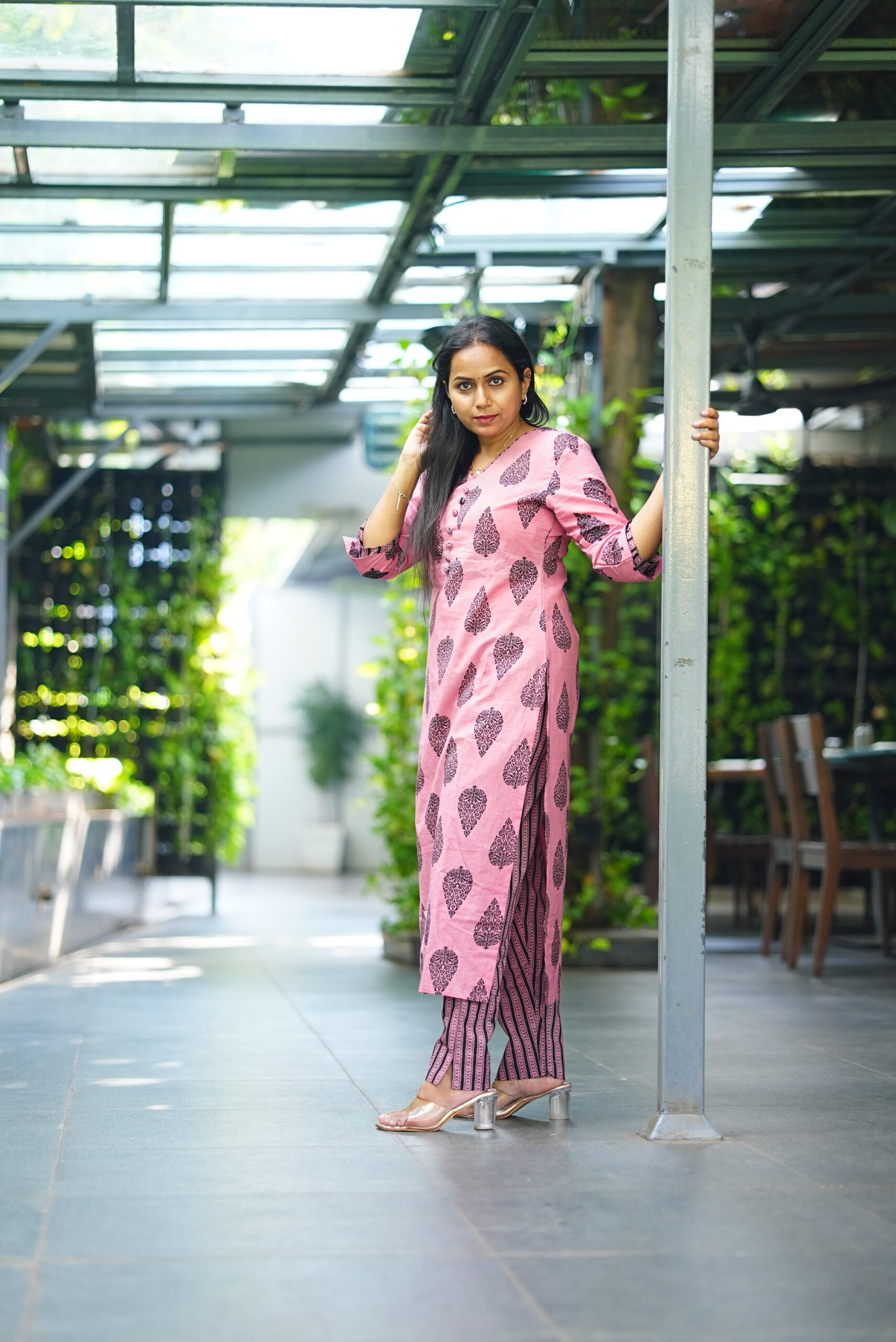 SJ-21 | Pure Handblock Cotton Co-ord Set | Blush Pink Grace - Image 7