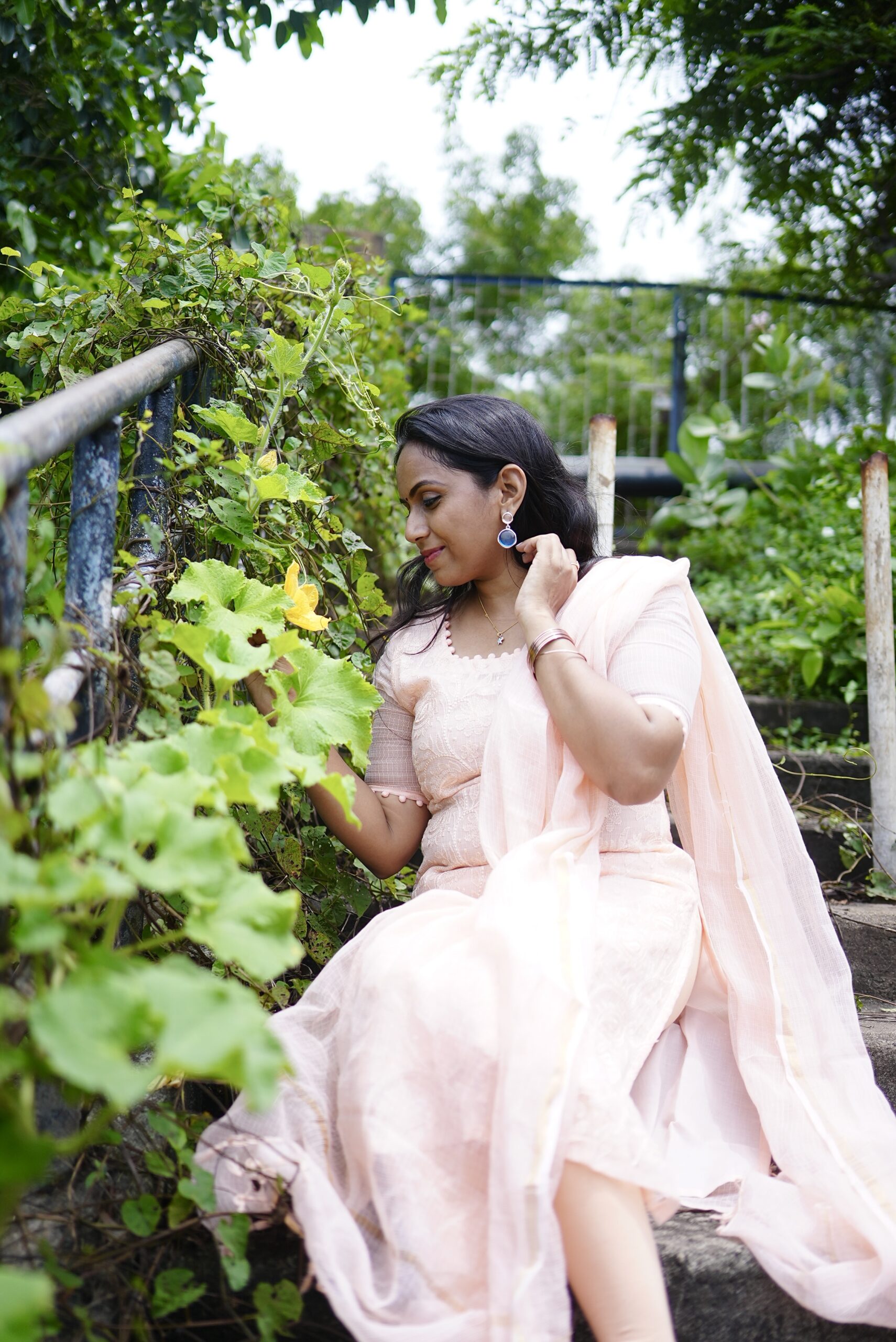 SJ-14 | Pure Kota Cotton Kurti & Dupatta Set – Peach Blossom Elegance - Image 8