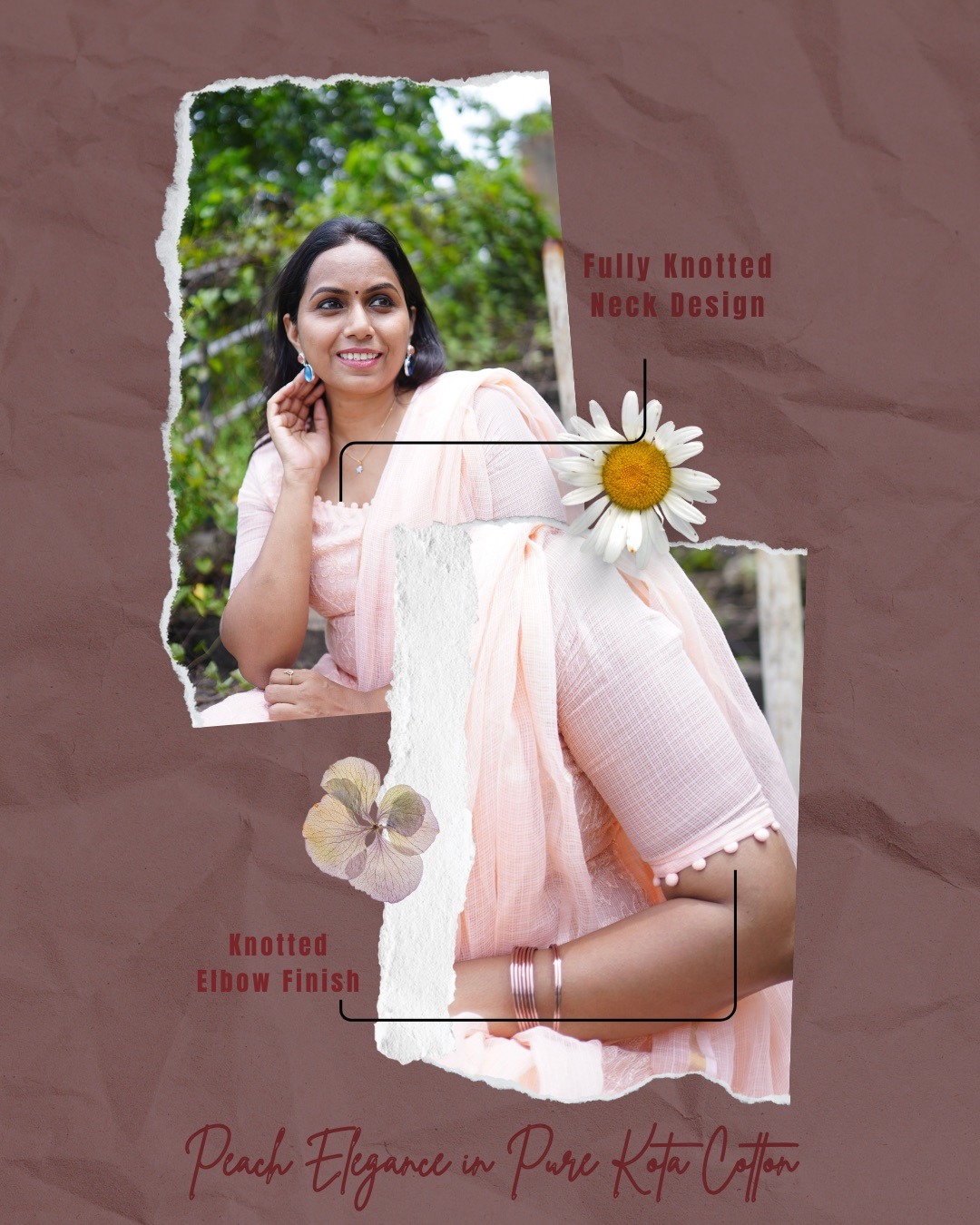 SJ-14 | Pure Kota Cotton Kurti & Dupatta Set – Peach Blossom Elegance - Image 5