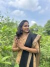 SJ-16 | Mangalagiri Handloom Cotton 3-Piece Suit Set | Wheat Tone with Black