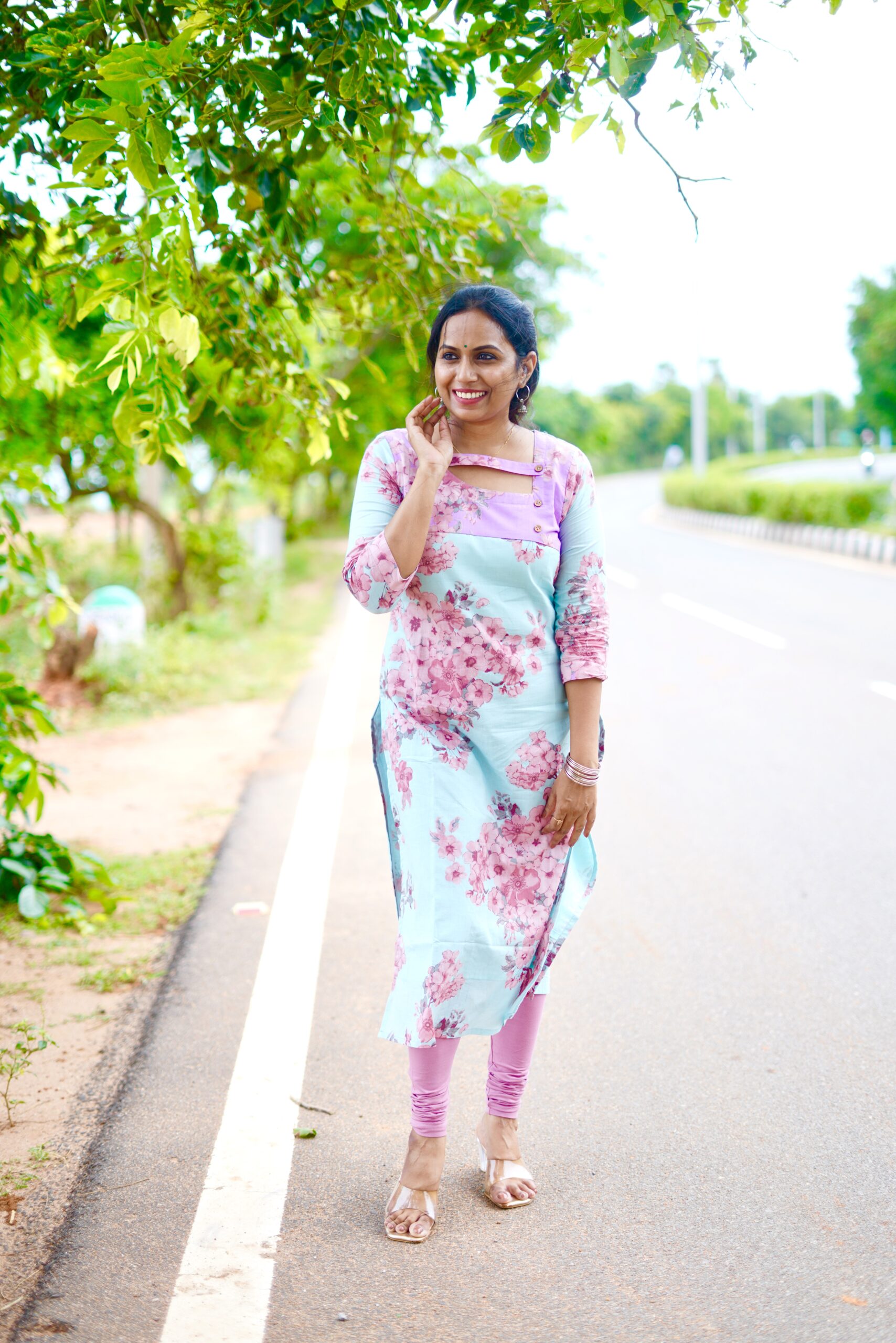 SJ-12 | Cotton Kurti – Aqua Bloom