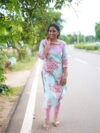 SJ-12 | Cotton Kurti – Aqua Bloom