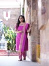 SJ-17 | Magenta Pink Dual-Tone Mangalagiri Cotton 3-Piece Suit Set