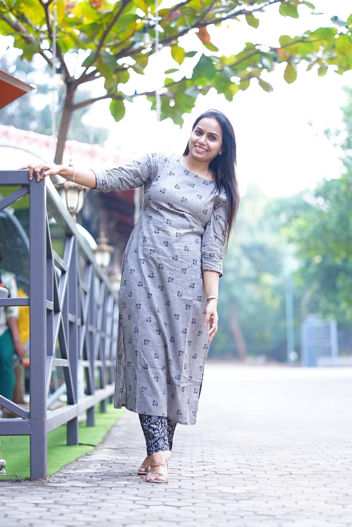 SJ-22 | Handblock Cotton Co-ord Set | Classy Ash Grey
