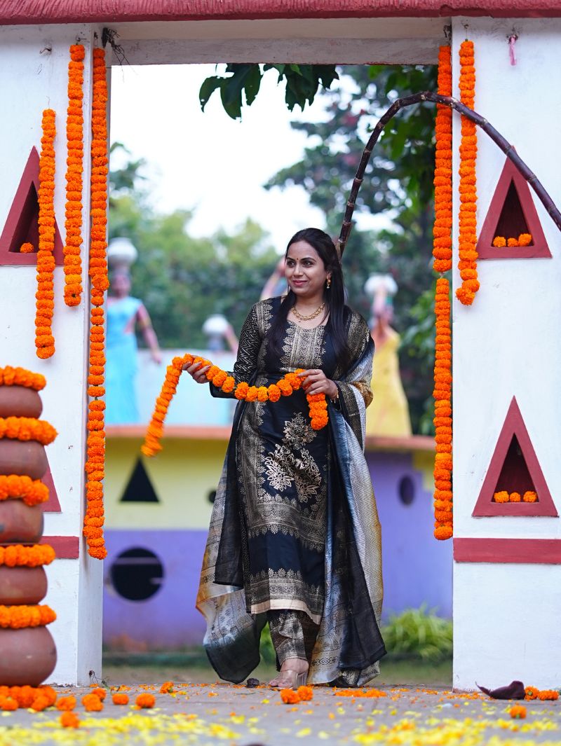 KALIKA Series – Design 1 | Premium Cotton-Silk 3-Piece Ethnic Set