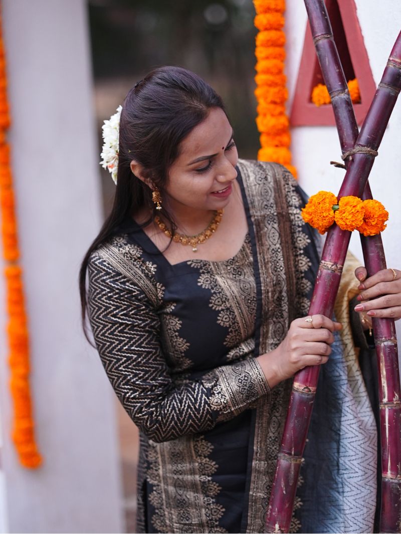 KALIKA Series – Design 1 | Premium Cotton-Silk 3-Piece Ethnic Set - Image 2