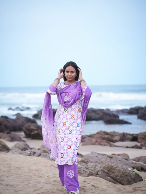 Sahara II - Drop 3 | SJ-35 | White Lavender Handblock 3-Piece Cotton Suit Set 🤍💜