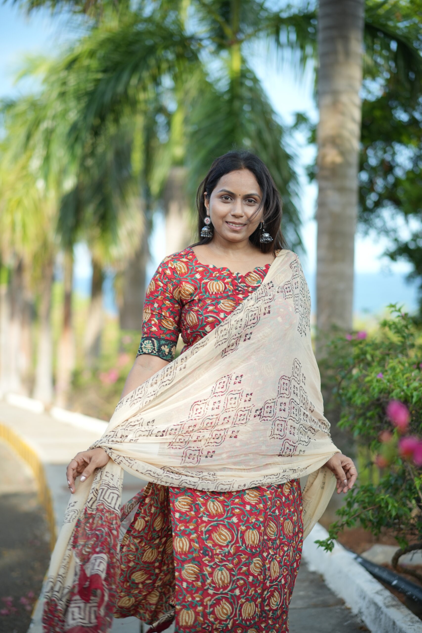 Sahara II - Drop 1 | SJ-33 | Bagru Handblock 3-Piece Cotton Suit Set with Chiffon Dupatta - Image 5
