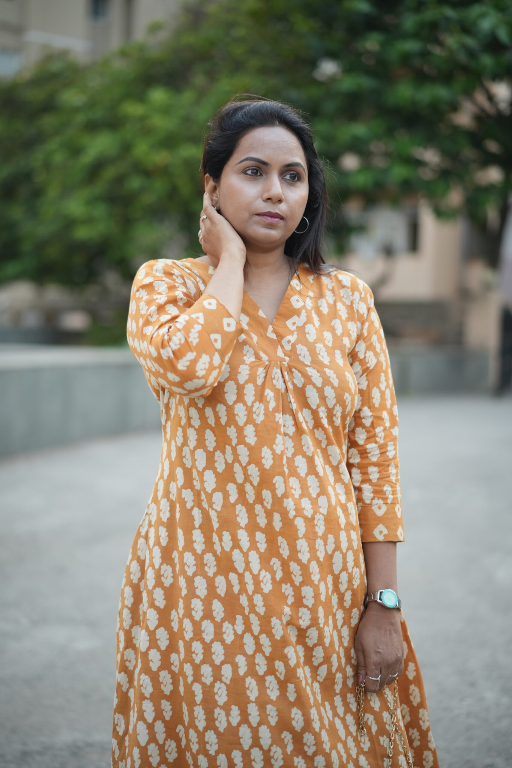 Sahara - Drop 7 | SJ-31 | Mustard Yellow A-Line Handblock Cotton Coord Set - Image 5