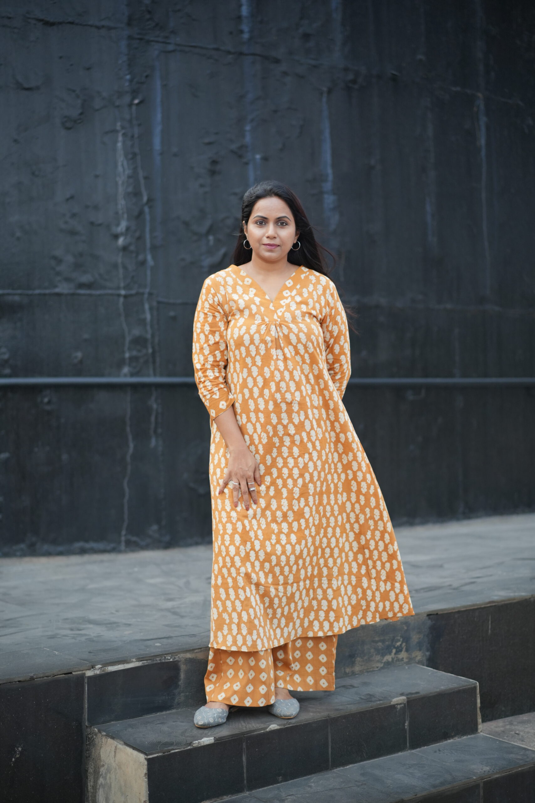 Sahara - Drop 7 | SJ-31 | Mustard Yellow A-Line Handblock Cotton Coord Set - Image 6