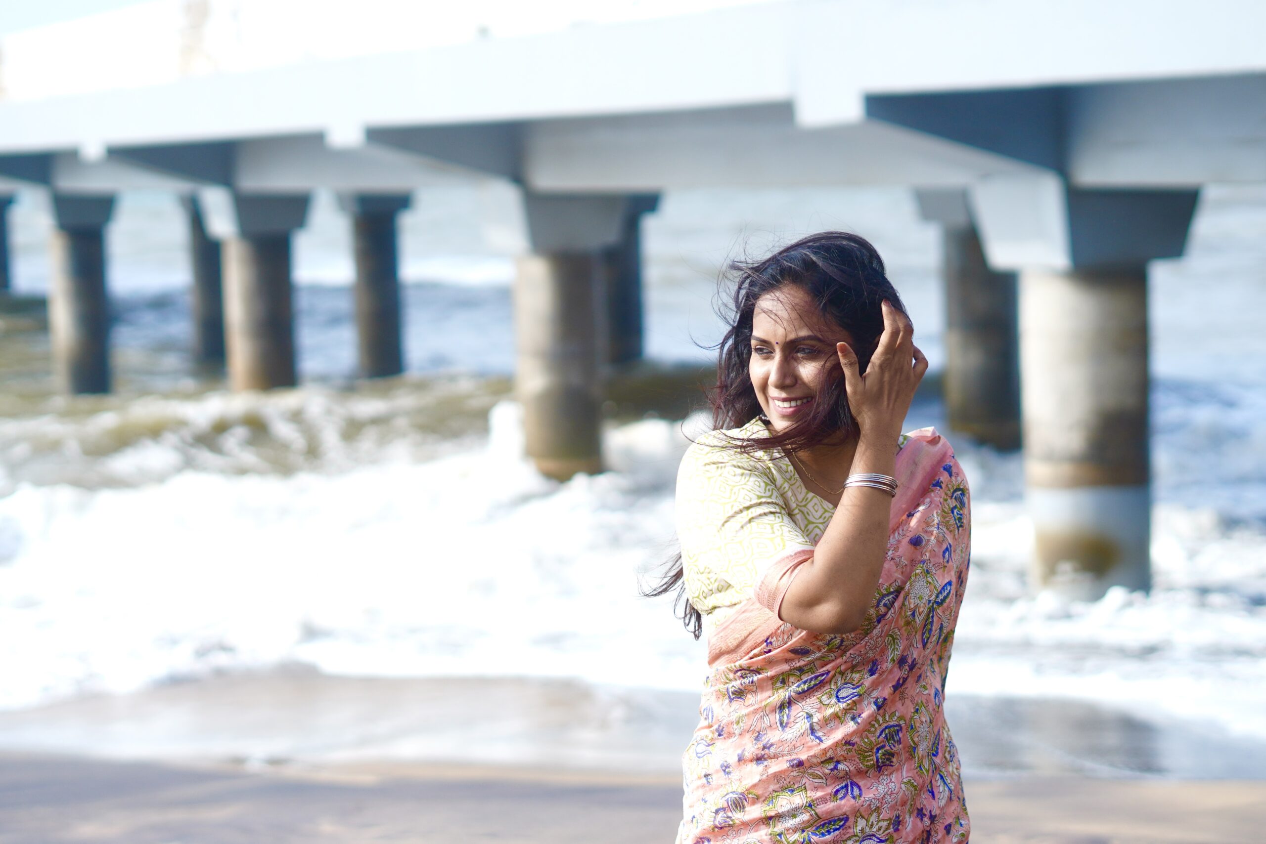 Maheswari Bagru Hand Block Printed Saree - Image 3