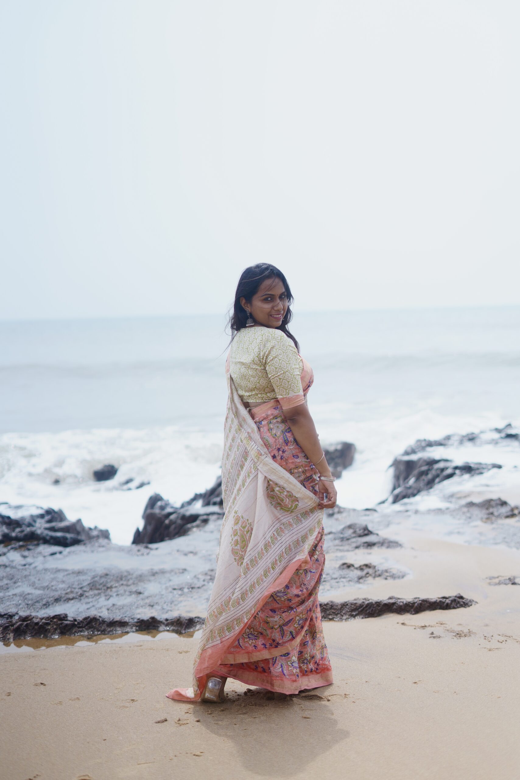 Maheswari Bagru Hand Block Printed Saree - Image 2