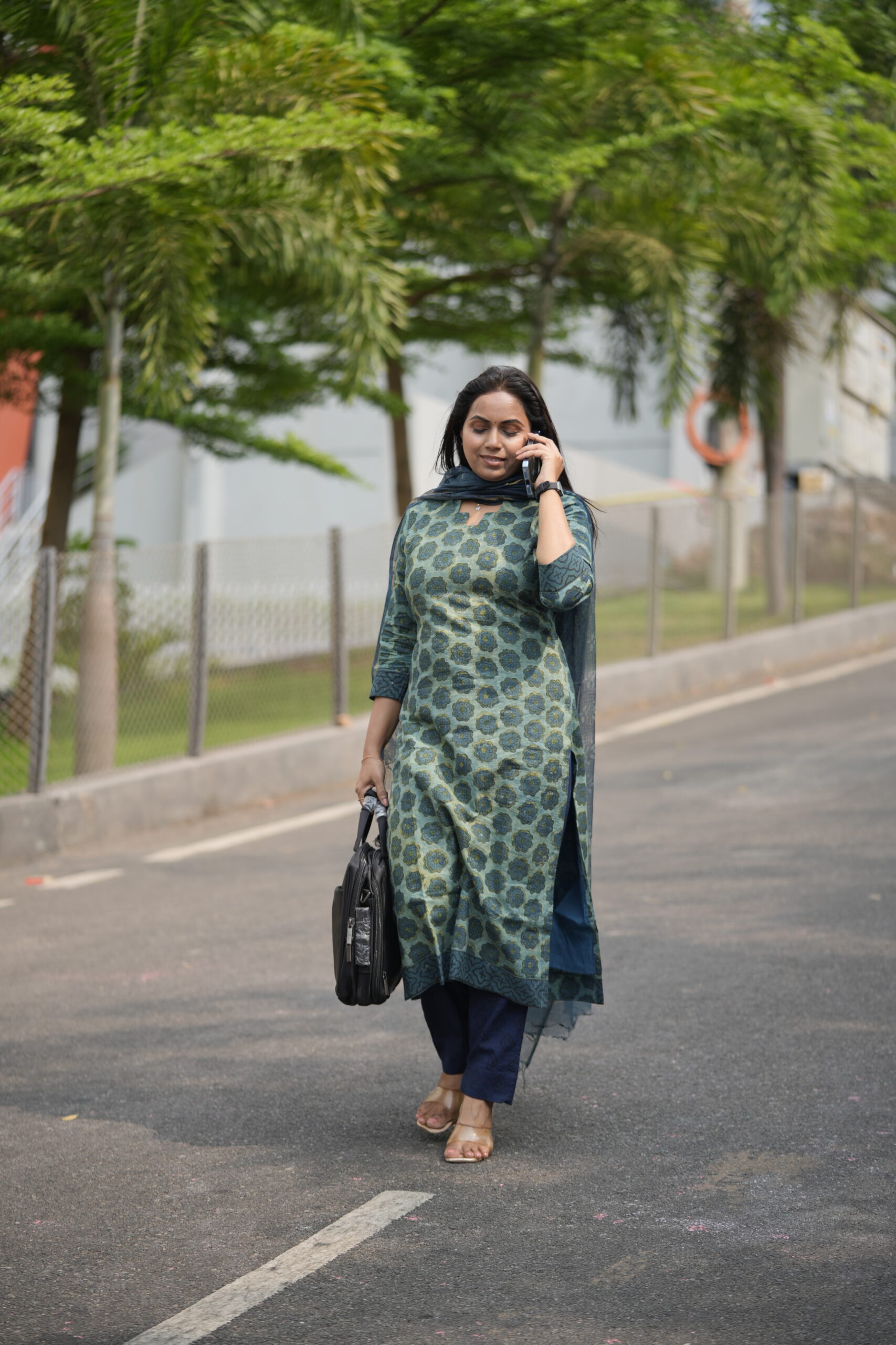 Sahara I – Drop 5 | SJ-29 | Sage Green 3-Piece Handblock Cotton Set with Kota Doria Dupatta